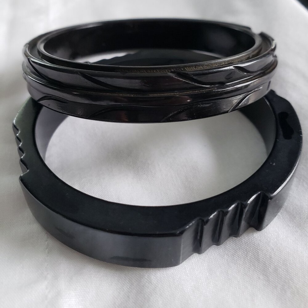 Pair of black bakelite bangles